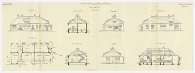 858555 Opstanden, doorsneden en plattegrond van het dienstgebouw exploitatie van het S.S.-station Baarle-Nassau Grens ...